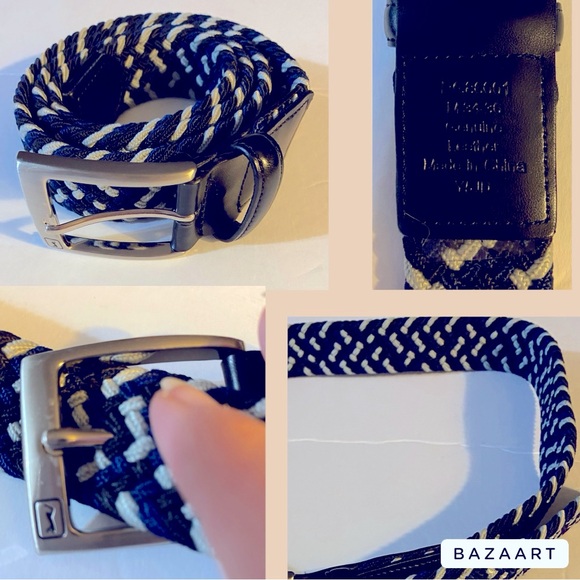 PGA Tour Black Blue and Gray Braided Belt - Picture 1 of 10